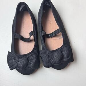 Old Navy Toddler Girl's Velvet Satin Bow Black Jack Mary Jane Ballet Flats  Sz 7